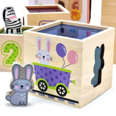 VIGA Drewniana Piramidka Układanka Klocki Sorter Montessori | Pan Piksel