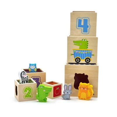 VIGA Drewniana Piramidka Układanka Klocki Sorter Montessori | Pan Piksel