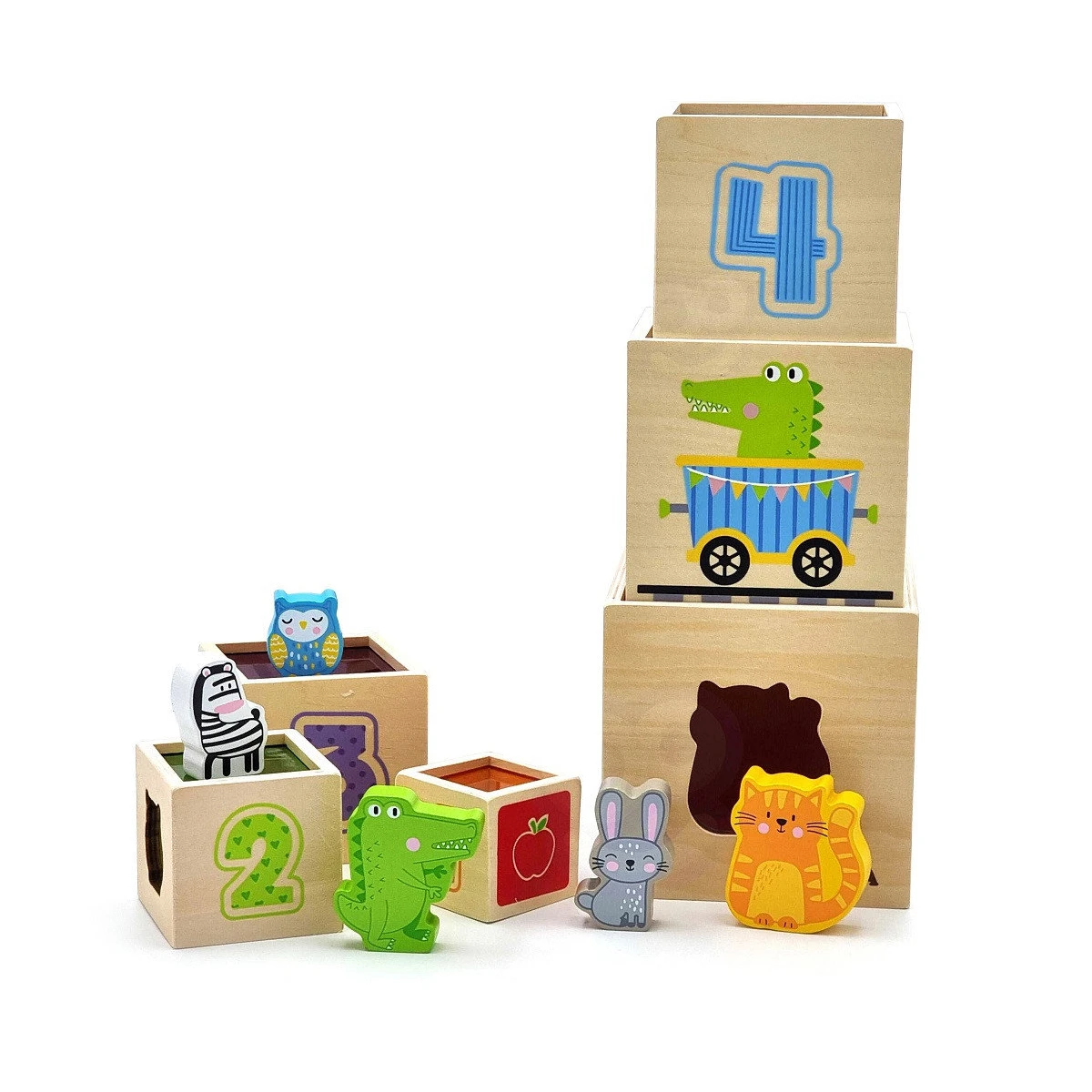 VIGA Drewniana Piramidka Układanka Klocki Sorter Montessori | Pan Piksel