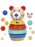TOOKY TOY Drewniana Układanka Piramidka Kształty Miś 11 el. | Pan Piksel
