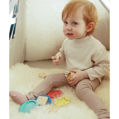 TOOKY TOY Drewniana Układanka Piramidka Kształty Miś 11 el. | Pan Piksel