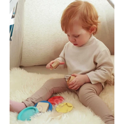 TOOKY TOY Drewniana Układanka Piramidka Kształty Miś 11 el. | Pan Piksel
