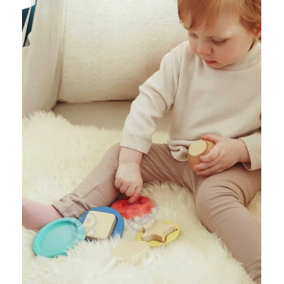 TOOKY TOY Drewniana Układanka Piramidka Kształty Miś 11 el. | Pan Piksel