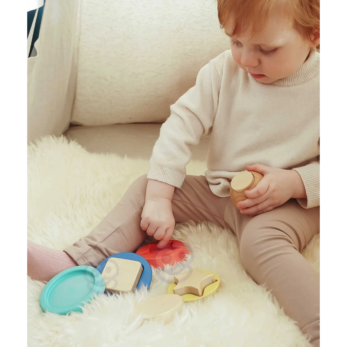 TOOKY TOY Drewniana Układanka Piramidka Kształty Miś 11 el. | Pan Piksel