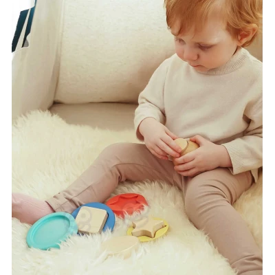TOOKY TOY Drewniana Układanka Piramidka Kształty Miś 11 el. | Pan Piksel