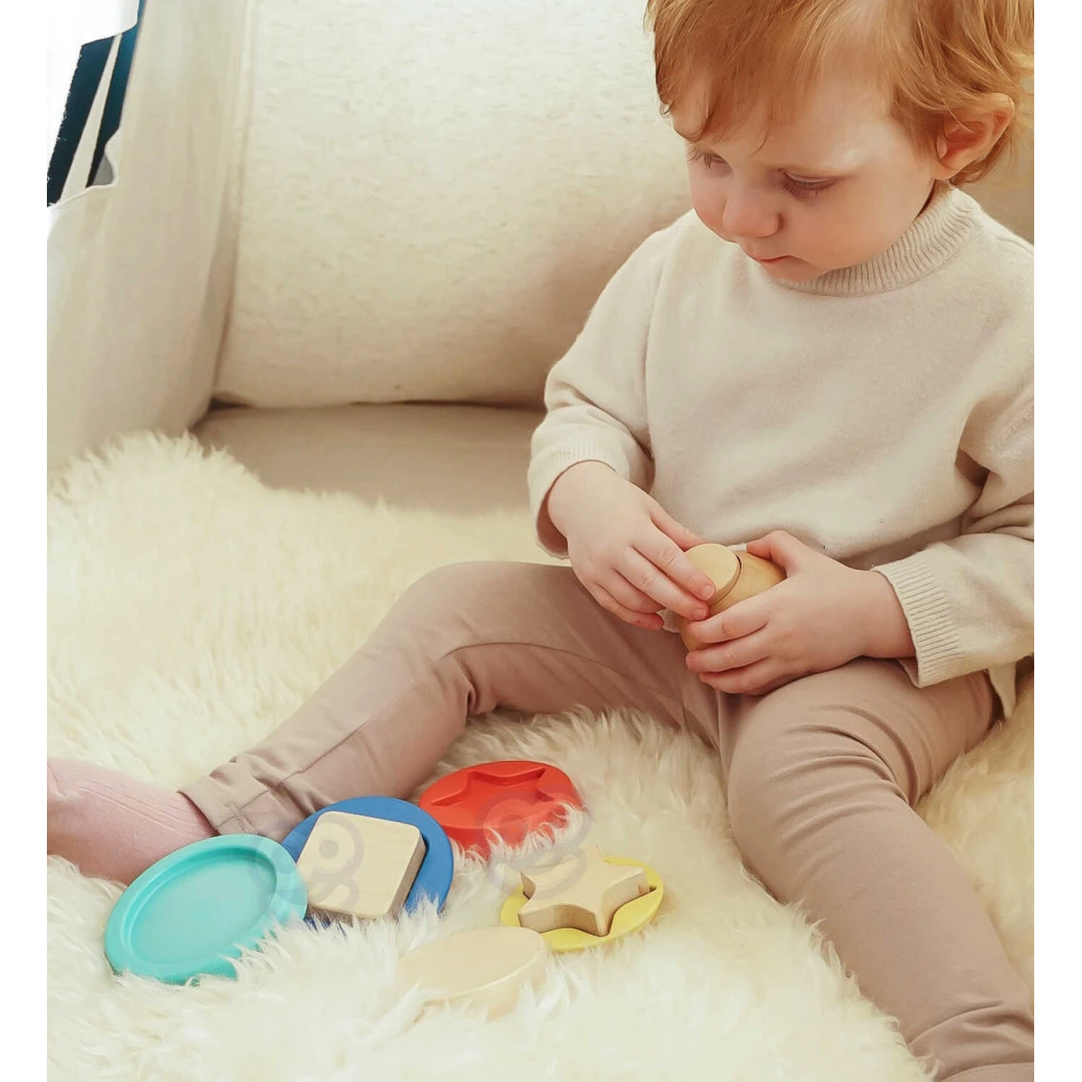 TOOKY TOY Drewniana Układanka Piramidka Kształty Miś 11 el. | Pan Piksel