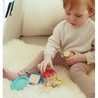 TOOKY TOY Drewniana Układanka Piramidka Kształty Miś 11 el. | Pan Piksel