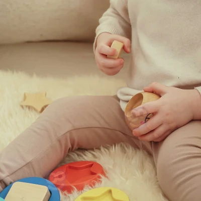 TOOKY TOY Drewniana Układanka Piramidka Kształty Miś 11 el. | Pan Piksel