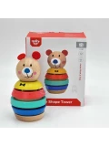 TOOKY TOY Drewniana Układanka Piramidka Kształty Miś 11 el. | Pan Piksel