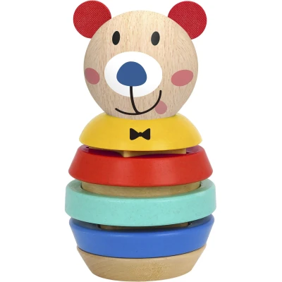 TOOKY TOY Drewniana Układanka Piramidka Kształty Miś 11 el. | Pan Piksel