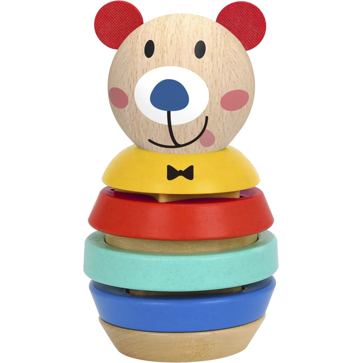 TOOKY TOY Drewniana Układanka Piramidka Kształty Miś 11 el. | Pan Piksel