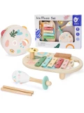 CLASSIC WORLD Zestaw Instrumenty Muzyczne dla Dzieci Cymbałki Bębenek Grzechotka  5 el. | Pan Piksel