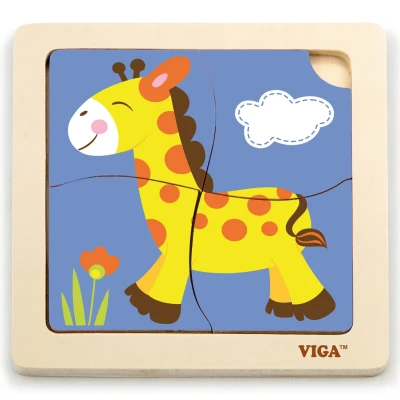 VIGA Poręczne Drewniane Puzzle Żyrafa | Pan Piksel