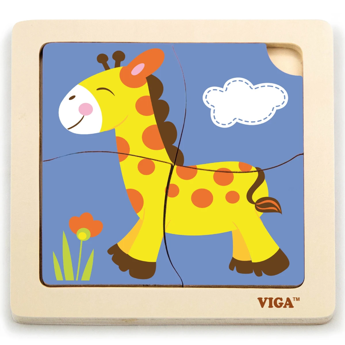VIGA Poręczne Drewniane Puzzle Żyrafa | Pan Piksel