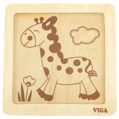 VIGA Poręczne Drewniane Puzzle Żyrafa | Pan Piksel