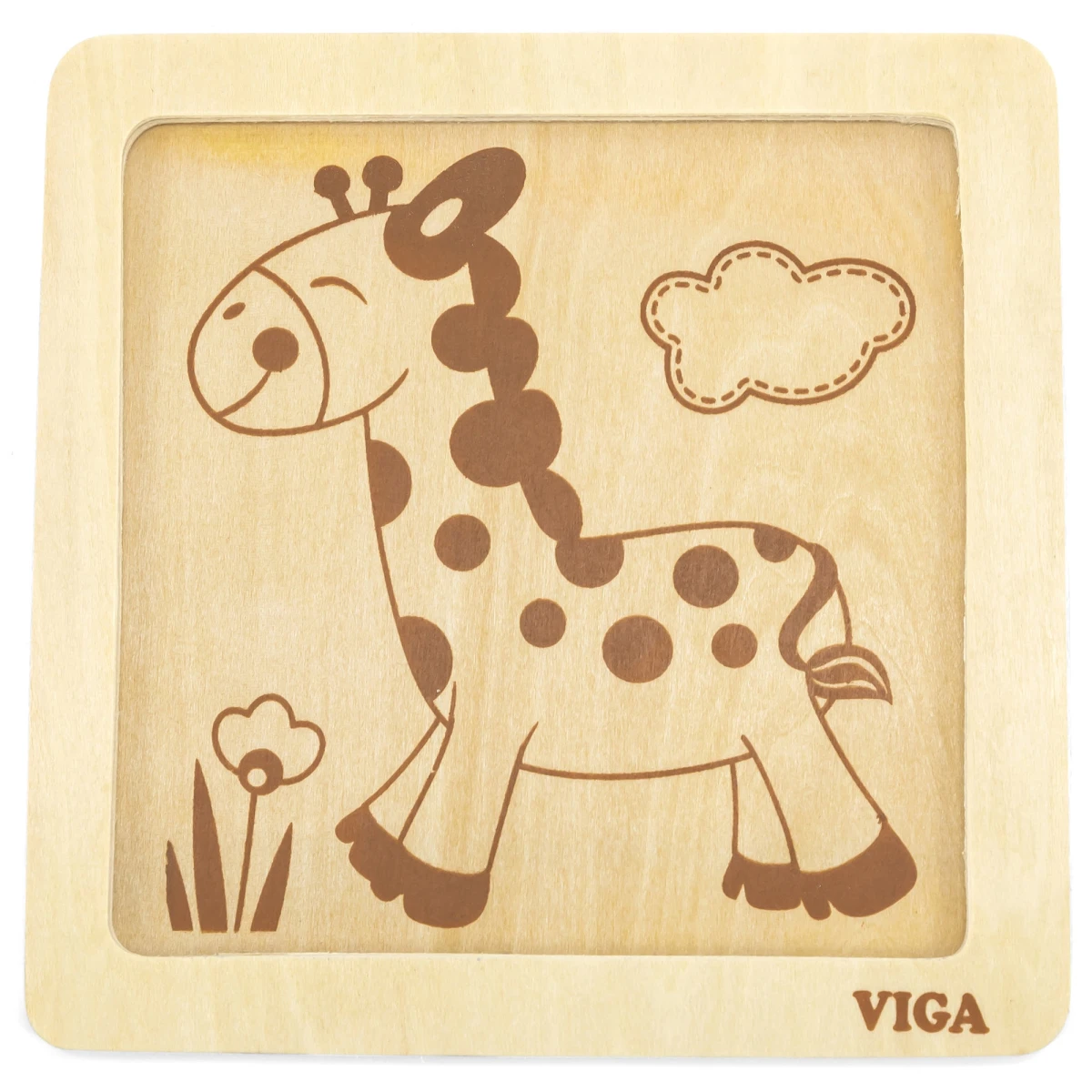 VIGA Poręczne Drewniane Puzzle Żyrafa | Pan Piksel