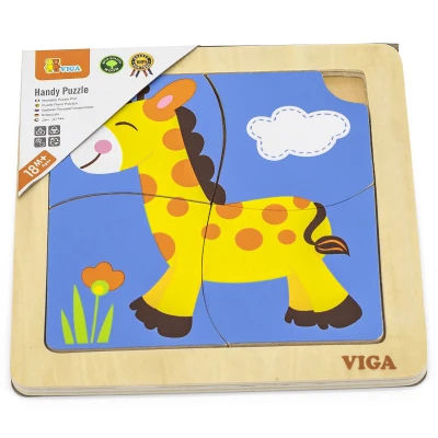 VIGA Poręczne Drewniane Puzzle Żyrafa | Pan Piksel