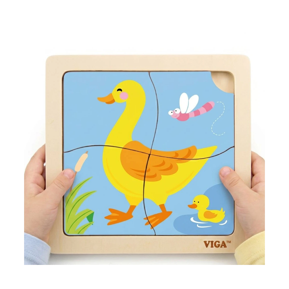 VIGA Poręczne Drewniane Puzzle Kaczuszka | Pan Piksel