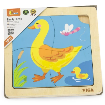 VIGA Poręczne Drewniane Puzzle Kaczuszka | Pan Piksel