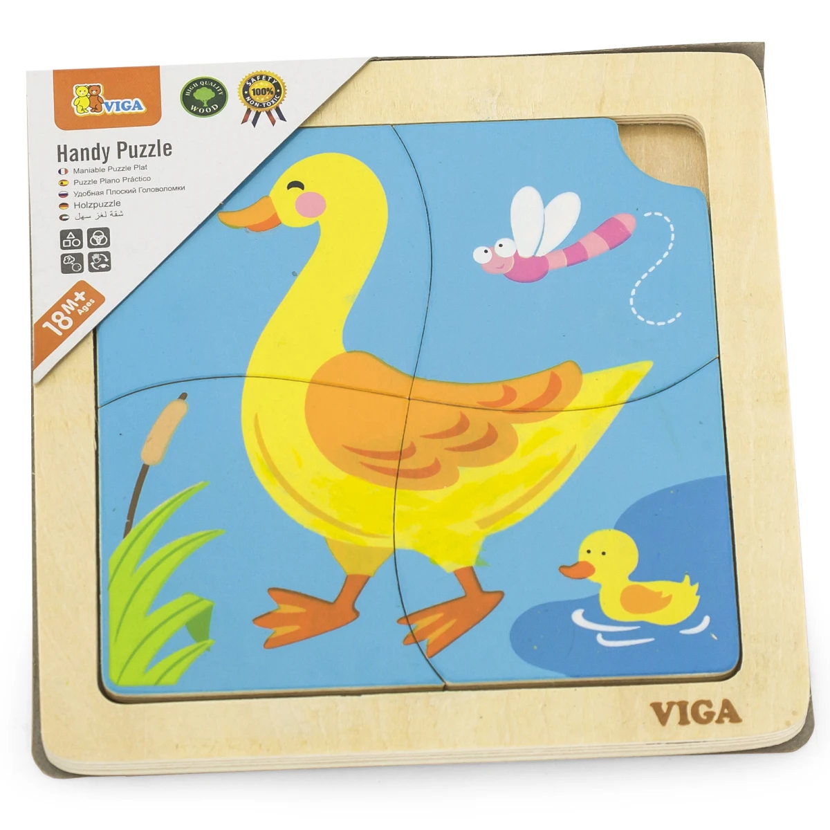 VIGA Poręczne Drewniane Puzzle Kaczuszka | Pan Piksel
