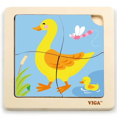 VIGA Poręczne Drewniane Puzzle Kaczuszka | Pan Piksel