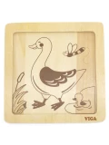 VIGA Poręczne Drewniane Puzzle Kaczuszka | Pan Piksel