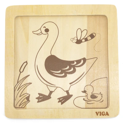 VIGA Poręczne Drewniane Puzzle Kaczuszka | Pan Piksel