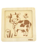 VIGA Poręczne Drewniane Puzzle Krówka | Pan Piksel