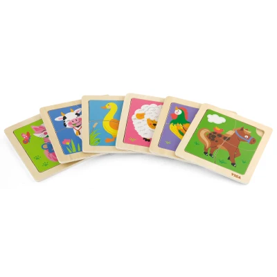 VIGA Poręczne Drewniane Puzzle Krówka | Pan Piksel