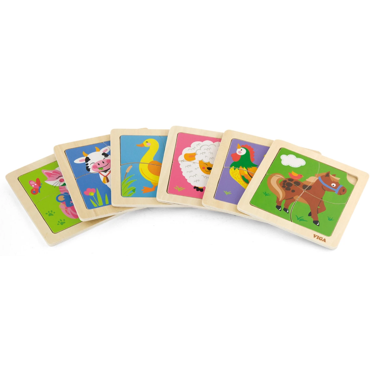 VIGA Poręczne Drewniane Puzzle Krówka | Pan Piksel