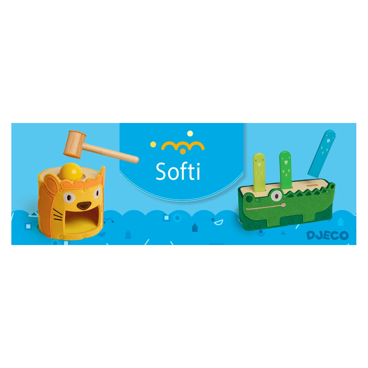 DJECO Zabawka wczesnorozwojowa drewno+filc SOFTIPOP
