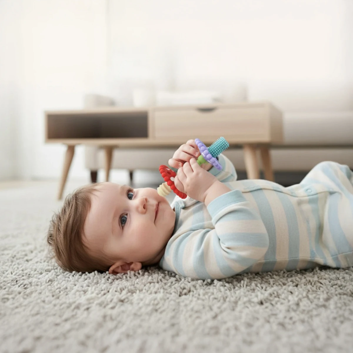 RAZBABY Gryzak silikonowy dla niemowląt Różdżka wielokolorowy