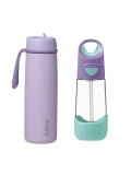 B.BOX Zestaw Hydro Team butelka termiczna 690 ml Lilac Love + butelka na wodę ze słomką tritanowa 450 ml Lilac Pop b.box