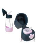 B.BOX Zestaw Hydro Team butelka termiczna 690 ml Midnight + butelka na wodę ze słomką tritanowa 450 ml Indigo Rose b.box