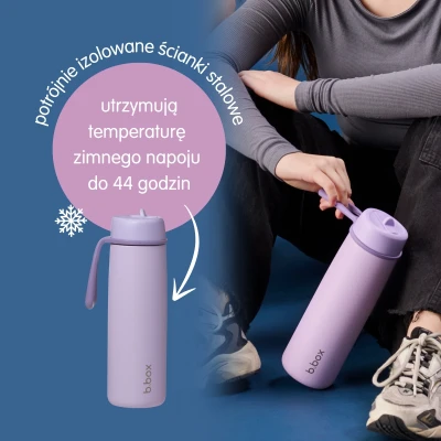 B.BOX Zestaw Hydro Team butelka termiczna 690 ml Lilac Love + butelka na wodę ze słomką tritanowa 450 ml Lilac Pop b.box