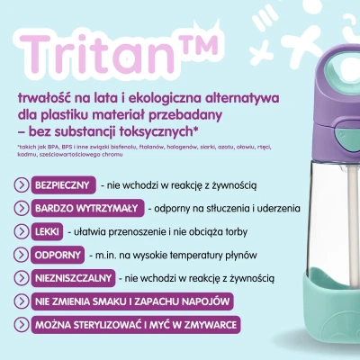 B.BOX Zestaw Hydro Team butelka termiczna 690 ml Lilac Love + butelka na wodę ze słomką tritanowa 450 ml Lilac Pop b.box
