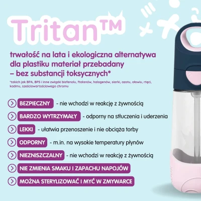 B.BOX Zestaw Hydro Team butelka termiczna 690 ml Midnight + butelka na wodę ze słomką tritanowa 450 ml Indigo Rose b.box