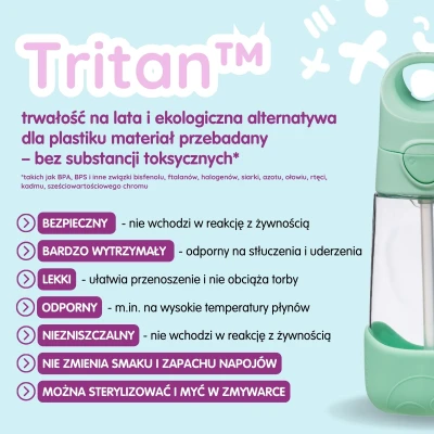 B.BOX Zestaw Hydro Team butelka termiczna 690 ml Spearmint + butelka na wodę ze słomką tritanowa 450 ml Spearmint b.box