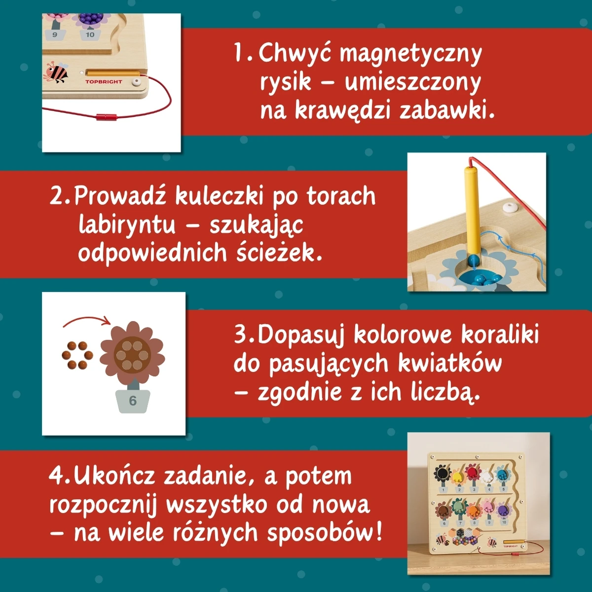 TOPBRIGHT Labirynt magnetyczny Pracowita Pszczółka 36m+