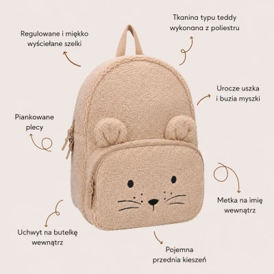 KIDZROOM Plecak dla dzieci Comfort Friends Mouse beige