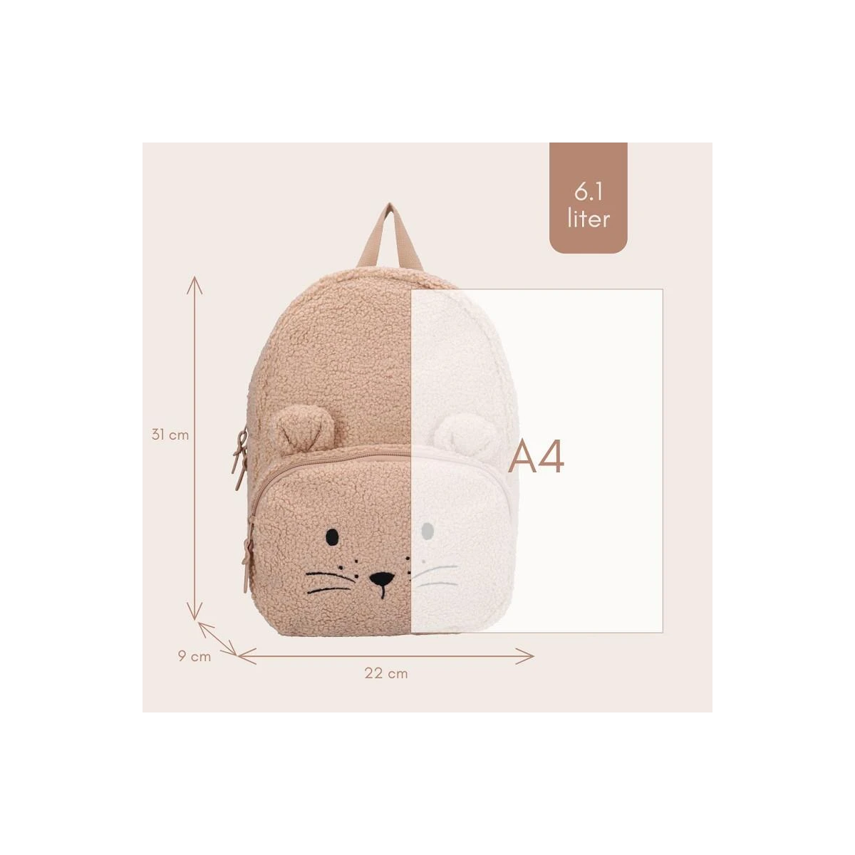 KIDZROOM Plecak dla dzieci Comfort Friends Mouse beige