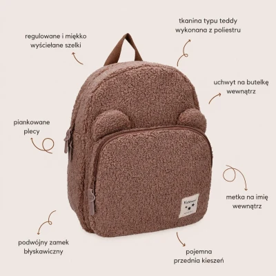 KIDZROOM Plecak dla dzieci Beary Excited Brown