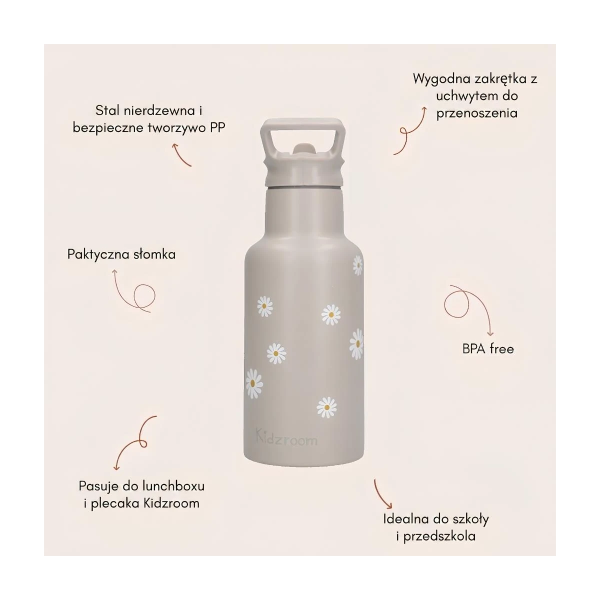 KIDZROOM Butelka bidon 350 ml Nostalgia Beige