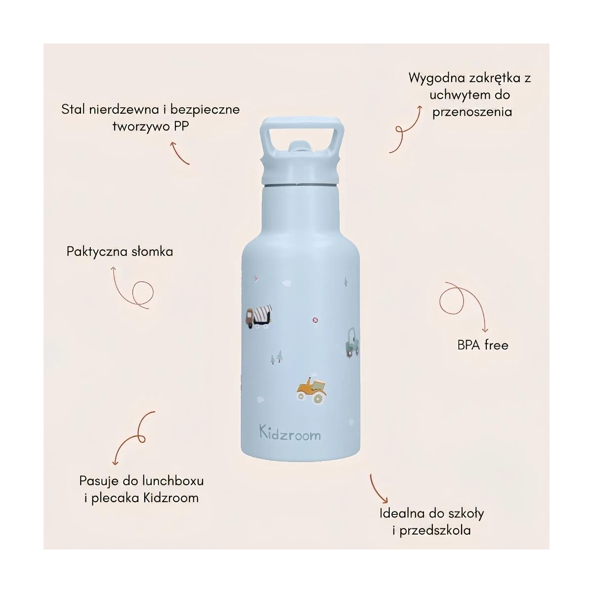 KIDZROOM Butelka bidon 350 ml Little Story Blue