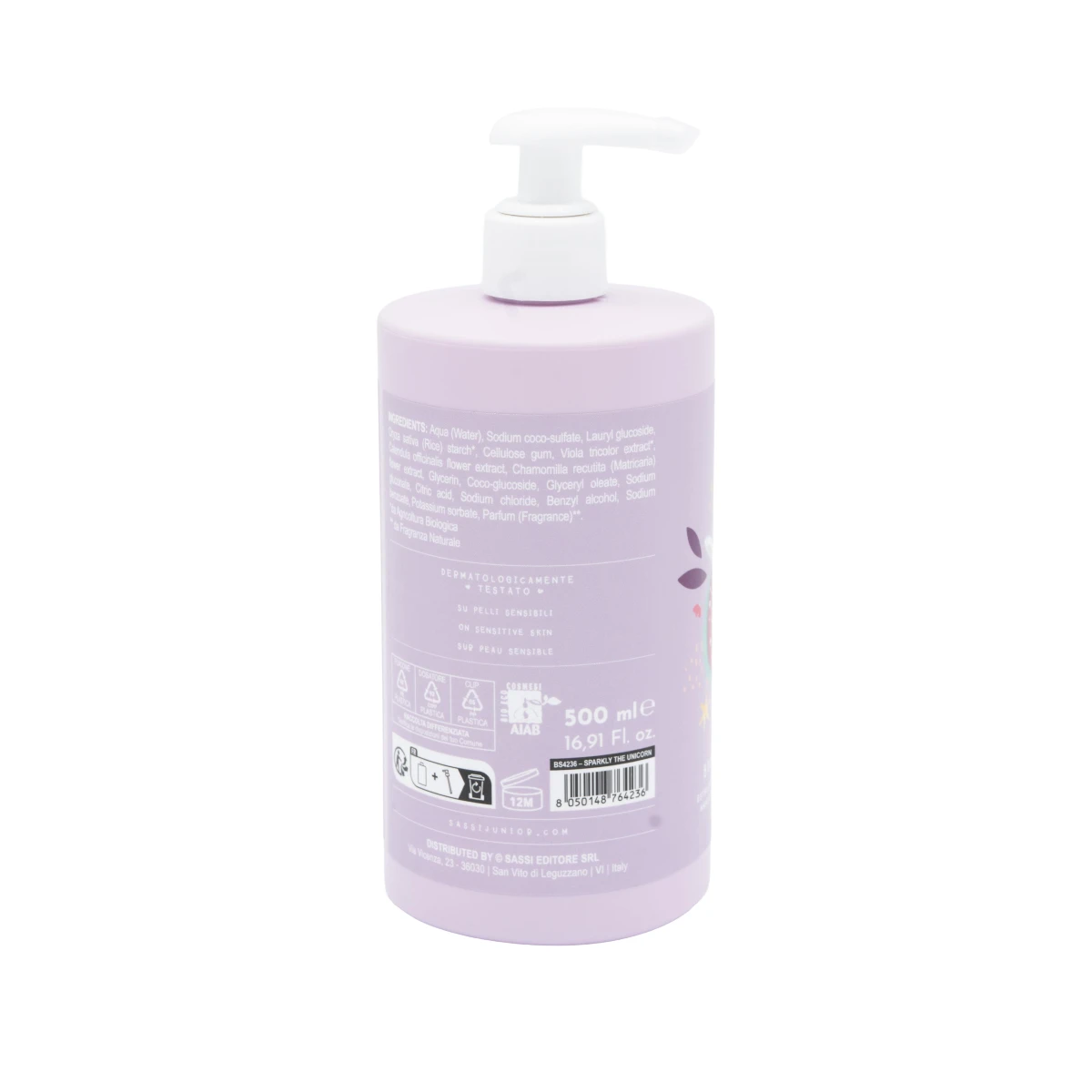 SASSI EDITORE Płyn do kąpieli i szampon 2w1 SASSi 500ml Jednoroż