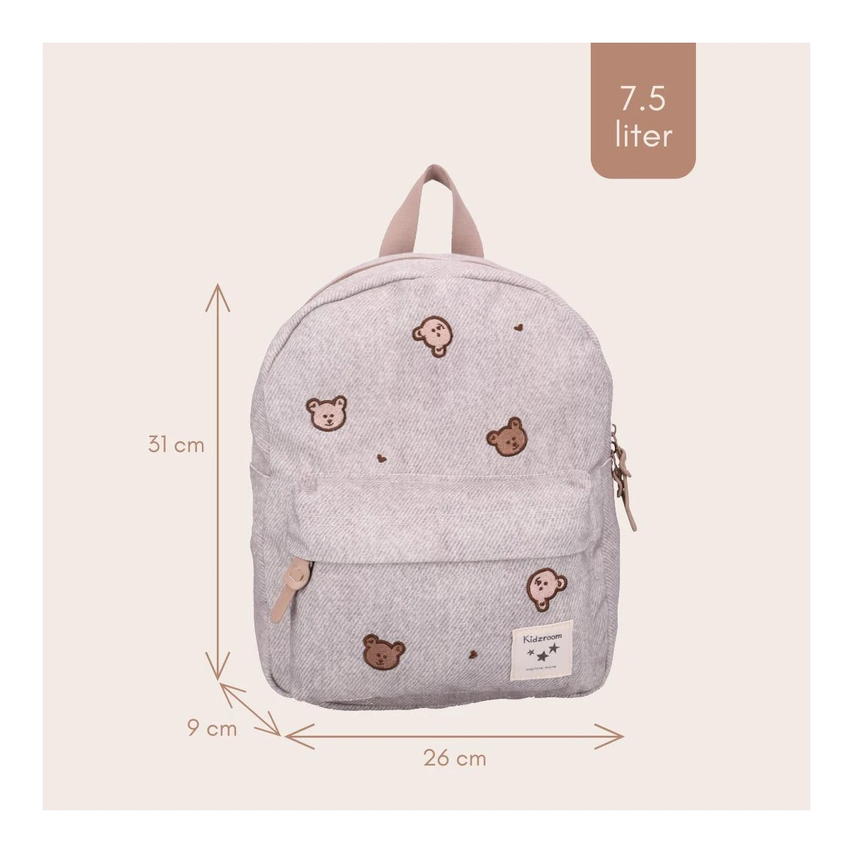 KIDZROOM Plecak dla dzieci Teddy Bears grey jeans