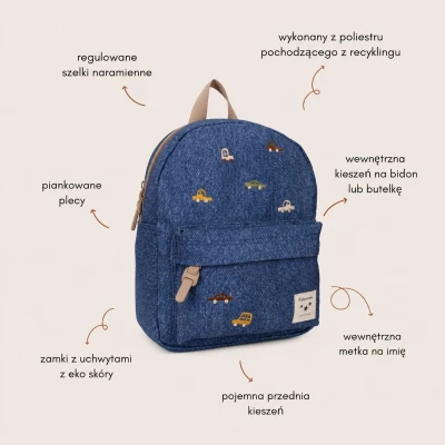 KIDZROOM Plecak dla dzieci Cars blue jeans