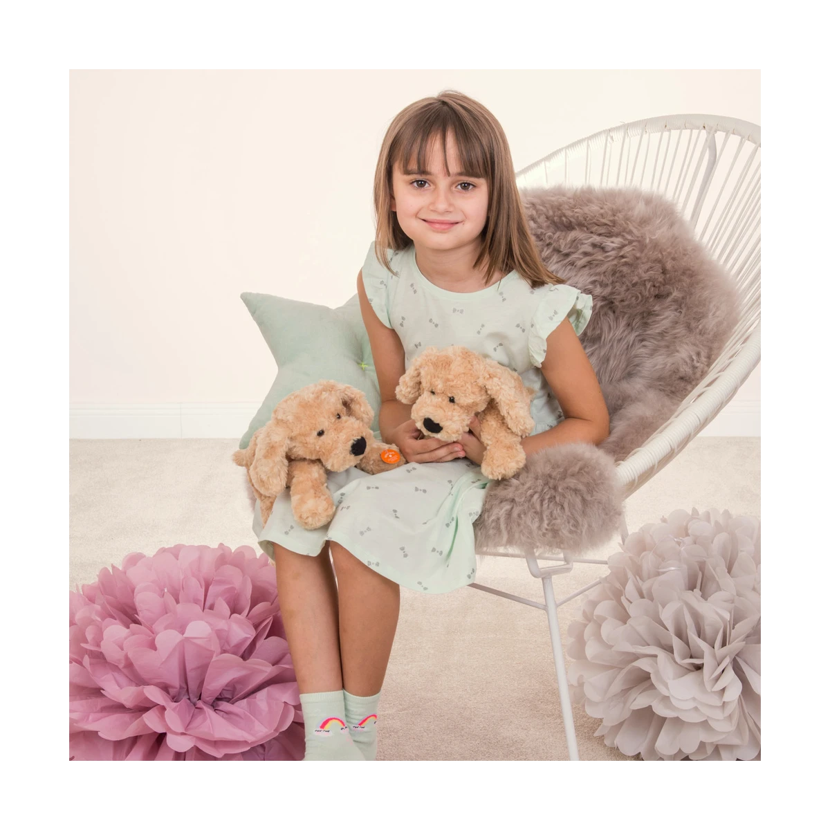 TEDDY HERMANN Maskotka Beżowy Piesek Wiotki z oklapniętymi uszkami 28 cm