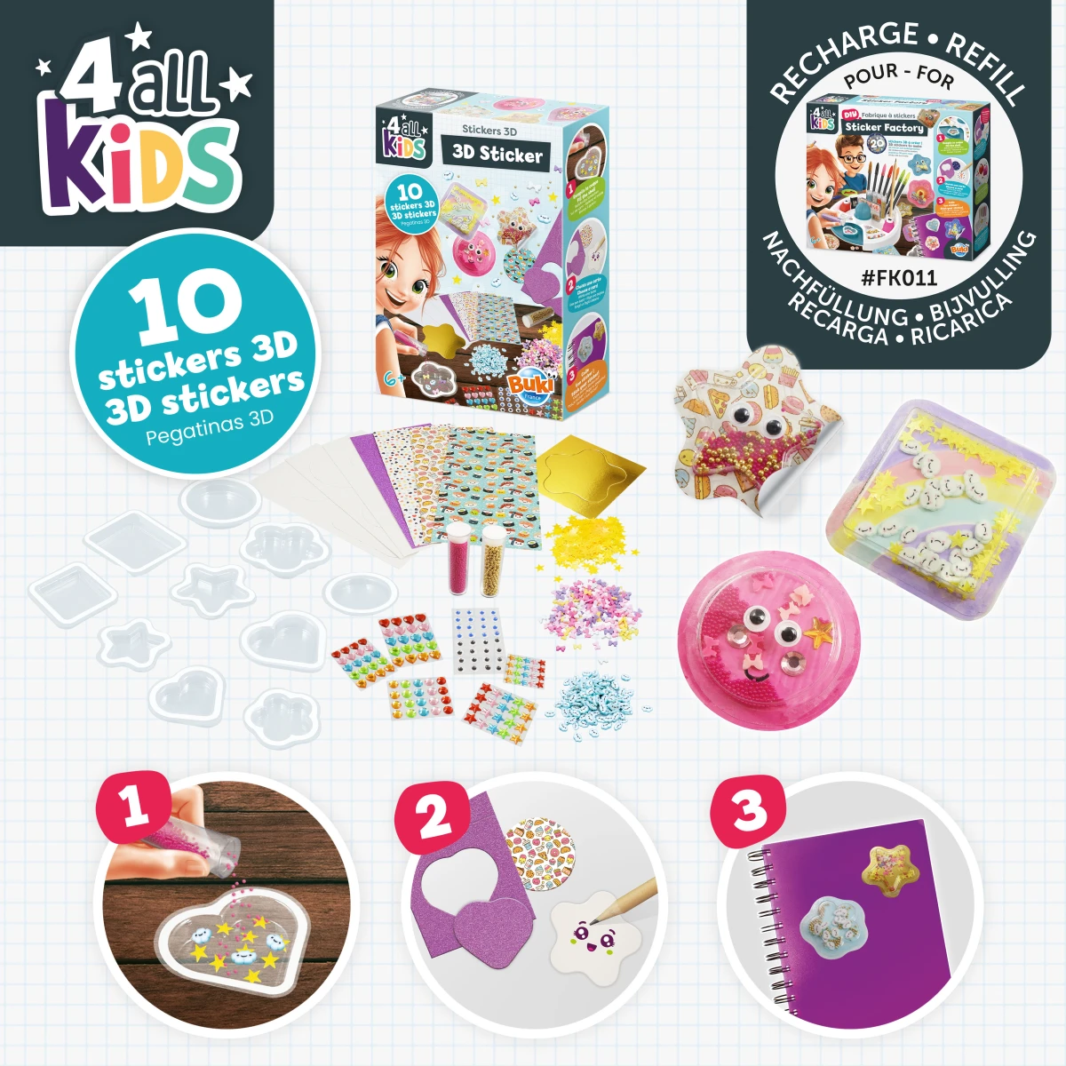 BUKI Naklejki 3D KAWAII