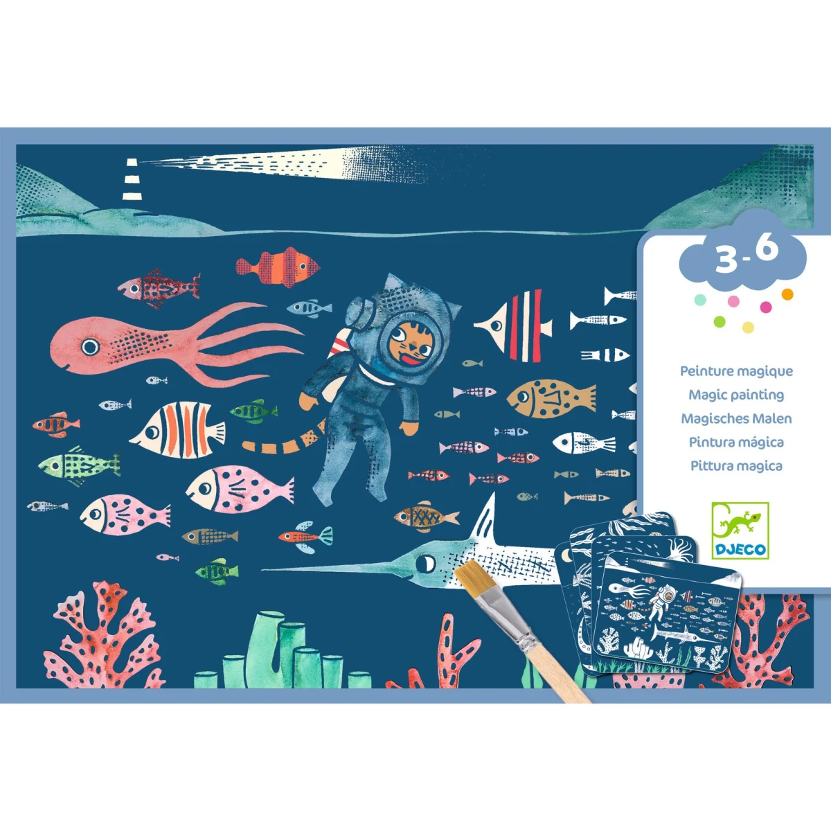 DJECO Kolorowanki z ukrytymi farbkami OCEAN